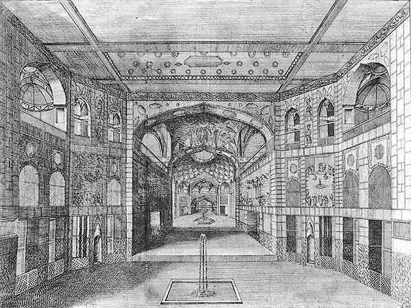 کاخ چهارباغ اصفهان/   اثر ژان شاردن قرن۱۷